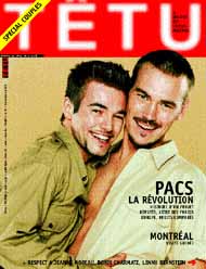 Copertina del mensile gay francese Tetu dedicata ai Pacs