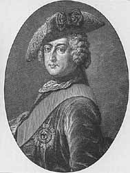 Federico II di Prussia (1712-1786). Incisione settecentesca