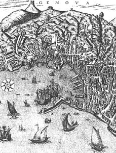 Genova nel 1573. Incisione di Antoine Lefrery.