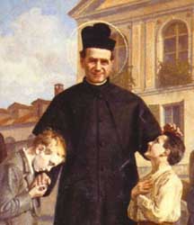 Don Bosco e i bambini, quadro di Crida nella basilica dell'Ausiliatrice a Torino