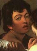 Autoritratto del Caravaggio dal Concerto oggi al Metropolitan Museum, 1595-7