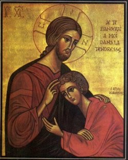 Gesù e san Giovanni. Dipinto moderno neobizantino.