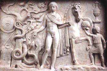 Rilievo che rappresenta Polluce, l'amato di Erode Attico. Atene, Museo Archeologico nazionale.