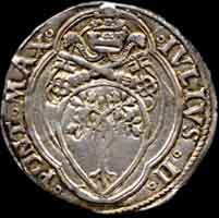 Stemma dei Della Rovere su un giulio d'argento di Giulio II - 1503