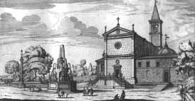 Roma, la chiesa di san Pietro in Montorio in una stampa antica