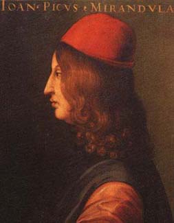 Pico della Mirandola in un ritratto conservato agli Uffizi di Firenze