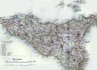 Sicilia, mappa tedesca del 1834