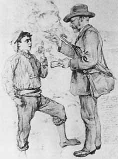 Una ragazzino caprese ed un turista - 1892