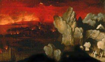 Joachim Patenier, Paesaggio con la distruzione di Sodoma e Gomorra