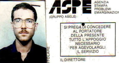 Il mio tesserino dell'agenzia Aspe, 1983