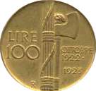 Moneta fascista da cento lire, 1923