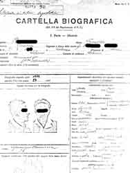 La cartella biografica di Giuseppe B. - Roma, Archivio centrale dello Stato (EUR).