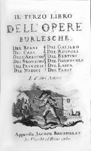 Frontespizio del vol. 3 dell'edizione del 1760 delle opere bernesche