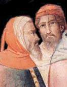 Agnolo Gaddi: Due mercanti [1382-1395]. Prato, Cattedrale.