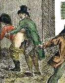 Dettaglio con scena erotica omosessuale da stampa del XVIII secolo