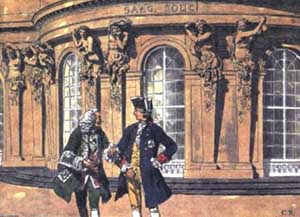 Federico II e Voltaire nella reggia di Sans-souci