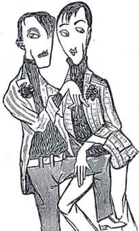 Leo Longanesi, Caricatura di due omosessuali. Dal libro: Leo Longanesi, ''Me ne vado''