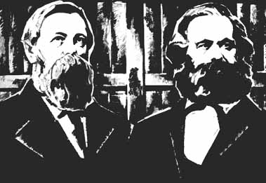 Marx ed Engels in un'incisione