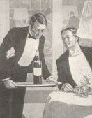 Cameriere e cliente. Da una pubblicità del 1908.