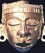 Maschera azteca in oro del dio Xipe Totec
