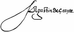 La firma di Augustin de Zarate.