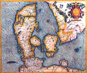 Antica mappa della Danimarca