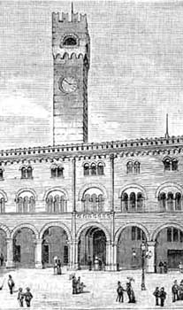Il palazzo e la piazza dei Signori in un'ncisione ottocentesca