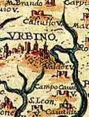 Urbino e dintorni, dettaglio da una mappa antica