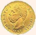 Umberto I re d'Italia, in una moneta del 1893