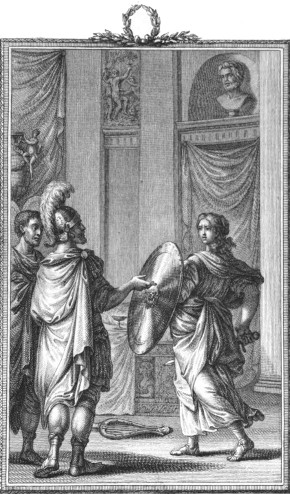 Incisione per un'edizione del 1780 dell'Achille in Sciro del Metastasio.