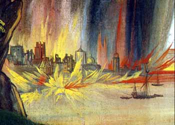 Sodoma in fiamme - Dettaglio da - Dürer, ''Lot e le figlie'' [1496-1499]