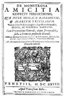 Fontespizio del De monstrosa amicitia