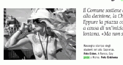 Donna a seno nudo. Foto da il Manifesto