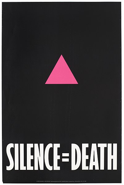 Simbolo di Act Up: "Silenzio = morte".