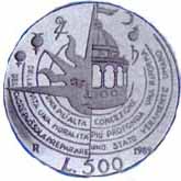 Moneta commemorativa da lire 500, 1989