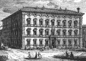 Roma, Palazzo Madama, gi palazzo dei Medici a Roma, in un'incisione antica
