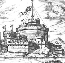 Roma, Castel sant'angelo nel XVII secolo, quando fungeva ancora sia da fortezza che da prigione