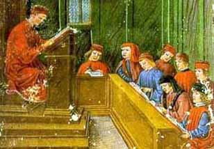 Rolandino de' Passaggeri in cattedra, miniatura del 1482