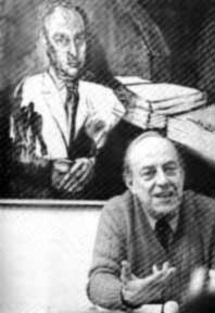 Piero Santi davanti al suo ritratto
