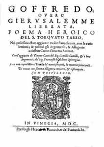 Il frontespizio della _Gerusalemme liberata_ nella riscrittura edita nel 1600.