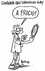 Vignetta di Vauro per il ''Gay Pride'', ''Il manifesto'', 27-6-1998.