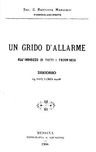 Frontespizio dell'opuscolo di Marziani