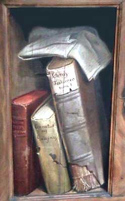 Trompe-l'oeil settecentesco di libreria. Roma, Museo delle Terme. Foto G. Dall'Orto