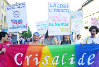 Striscione di Crisalide azione trans