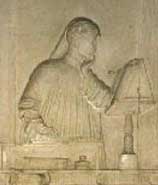 Dante nel bassorilievo rinascimentale sulla sua tomba, a Ravenna. Fare clic sull'immagine per vedere la tomba