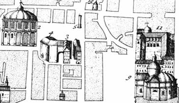 Mappa di Brescia del 1704 con i luoghi del supplizio di Francesco Calcagno.