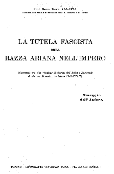 Copertina di opuscolo razzista fascista
