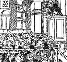 Savonarola mentre predica dal pulpito
