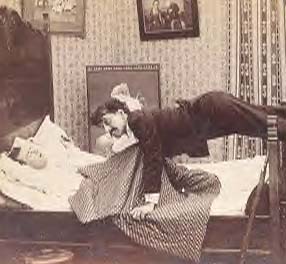 Coppia maschile a letto. Sec. XIX.