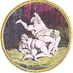 Tre donne. Incisione del XVII secolo.